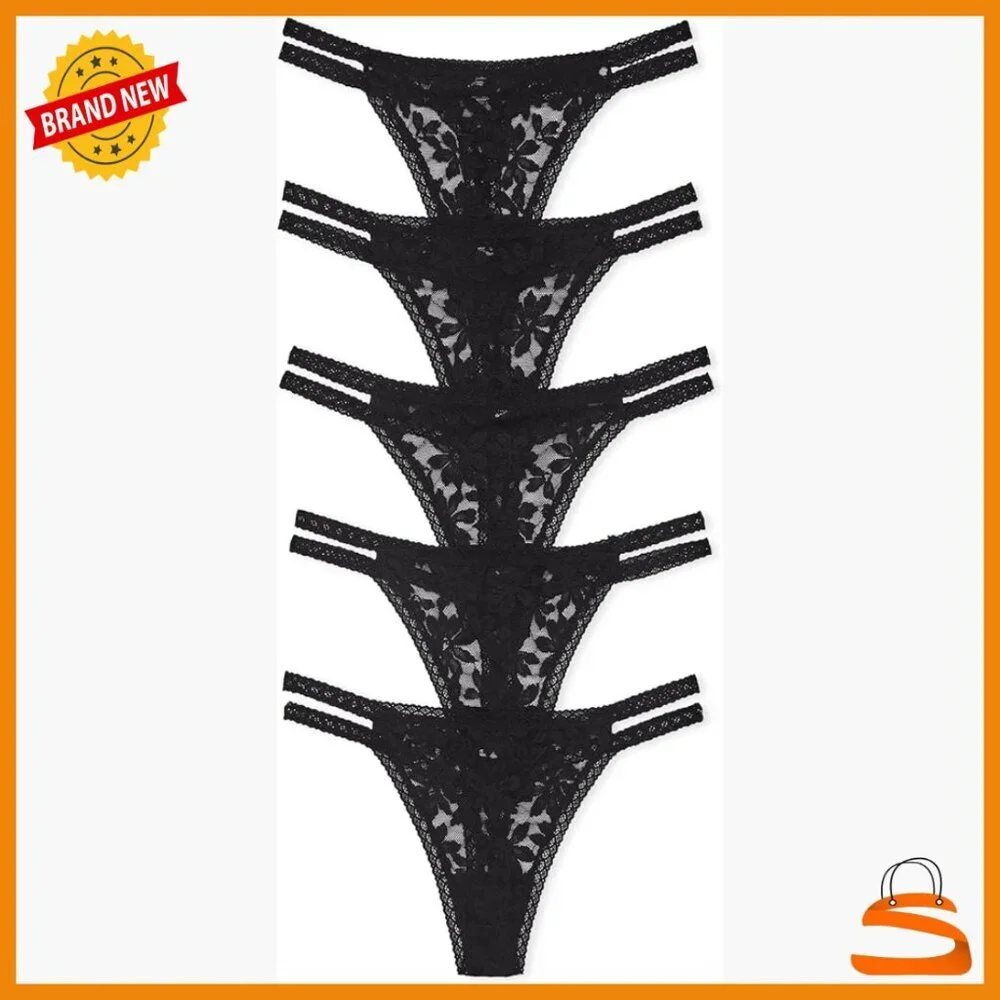 Lace Thong Underwear Multi-Pack, Low Rise, Cotton, 5-Pack